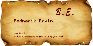 Bednarik Ervin névjegykártya